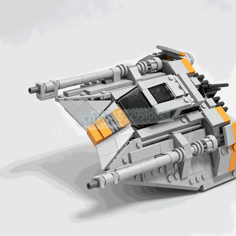 546PCS Grey Orange Sci-Fi Anti-Gravity Combat Speeder Aircraft Model Custom Building Blocks DIY Assembly Desktop Collection Gift