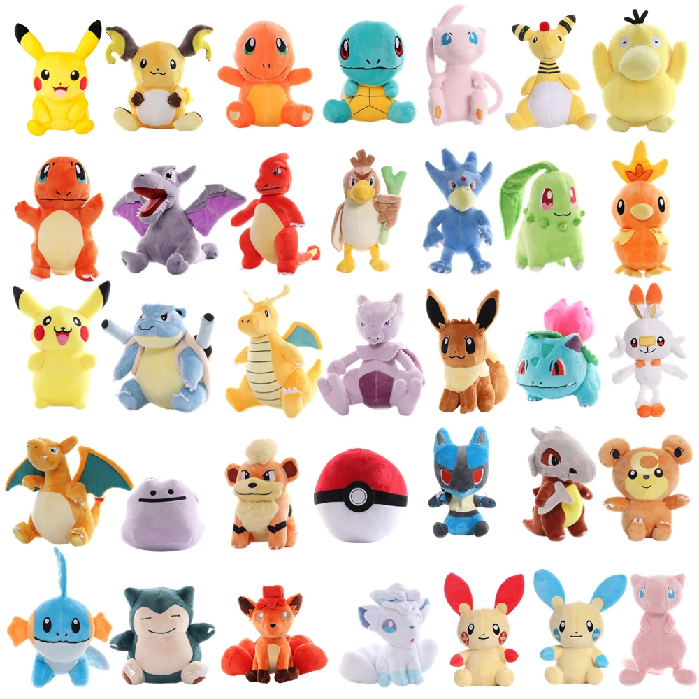 Hot Sale 70 Styles New Pokemon Plush Toy Bulbasaur Charmander Squirtle Pikachu Cute Cartoon Anime Figure Stuffed Doll Kids Gifts