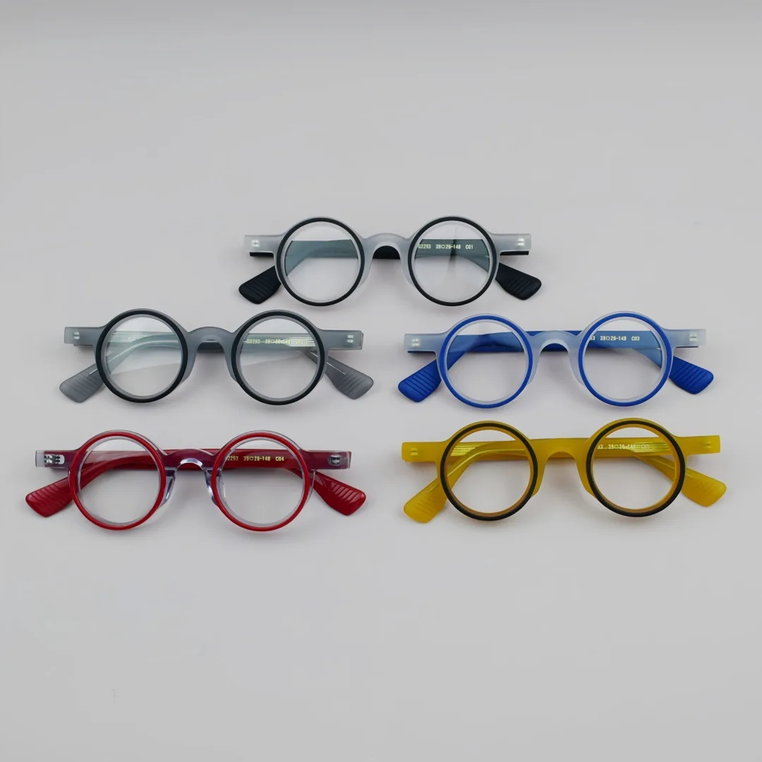 ALICIA Mode Retro Runde Vollformat Kleine Größe Brillen Luxus Acetat Spektakel Optische Verordnung Rahmen Mann Frau – Detail 2