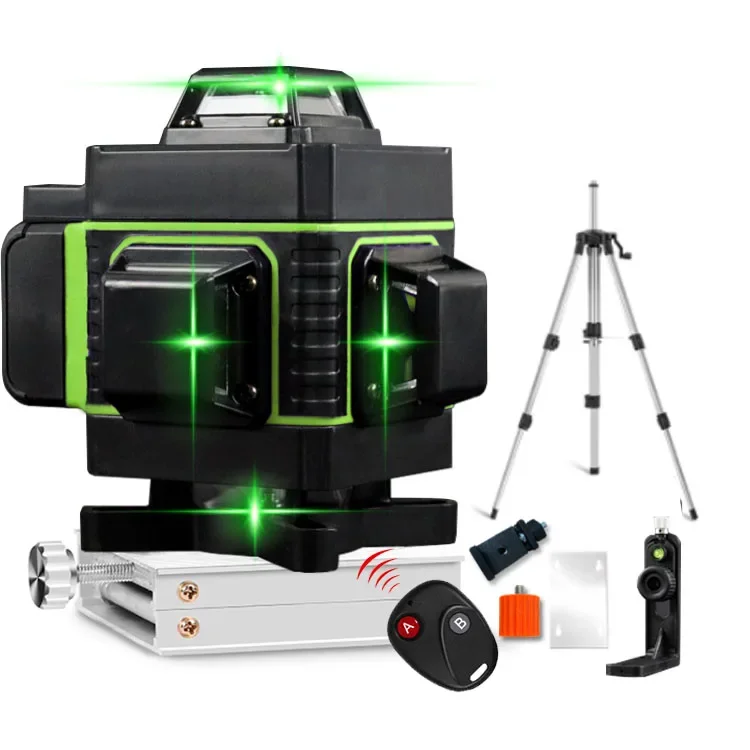 Green 360 Self Leveling Rotary Laser Level 4D 16 Lines Cross Line Laser Surveying Measuring Tools Construction Tools