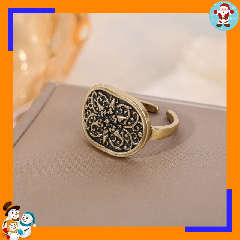 Peripheral Roman Pattern Cufflinks Sleeve Nails Retro Hollow New Light Luxury Ring