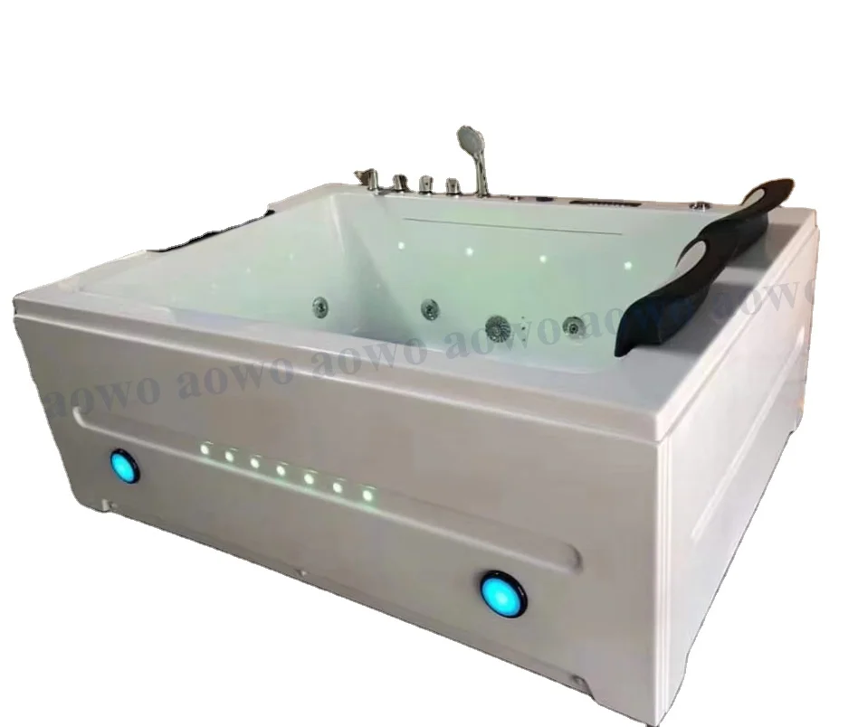 Bañeras de Spa blancas puras para 2 personas, Jacuzzier Jetting, luces de cascada de fibra de vidrio de plástico, ducha portátil de masaje y TV impermeable