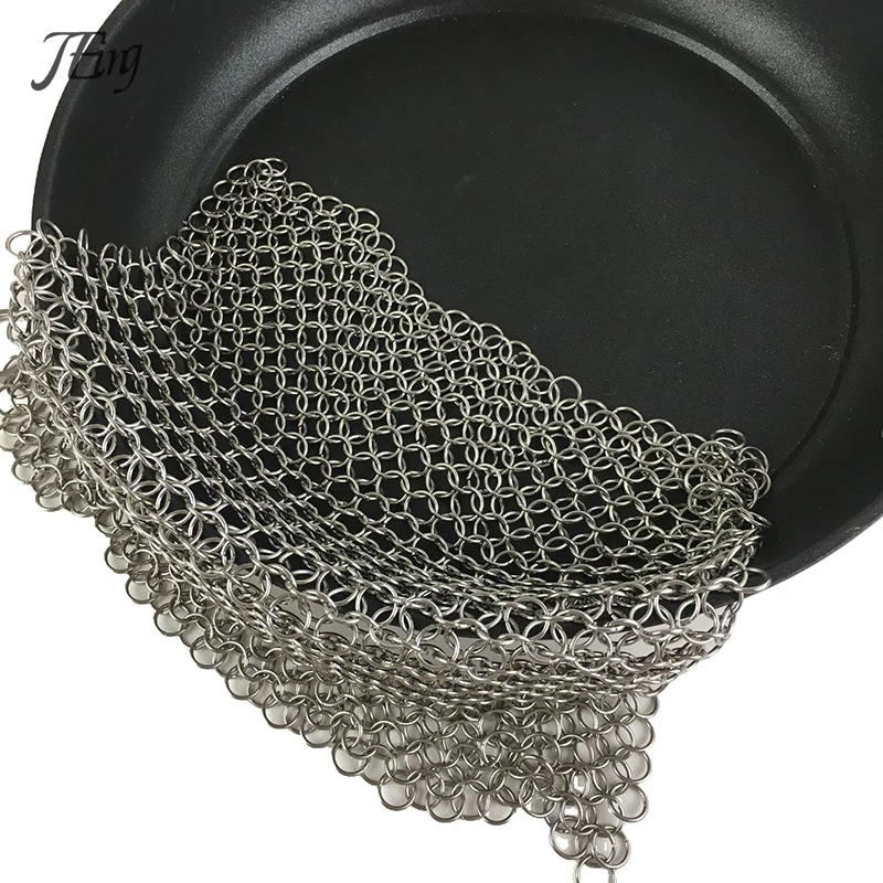 Kitchen Cleaning Ring Stainless Steel Cleaner Chainmail Scrubber Accessories Reusable Washing Net Cleaning Tool for Home