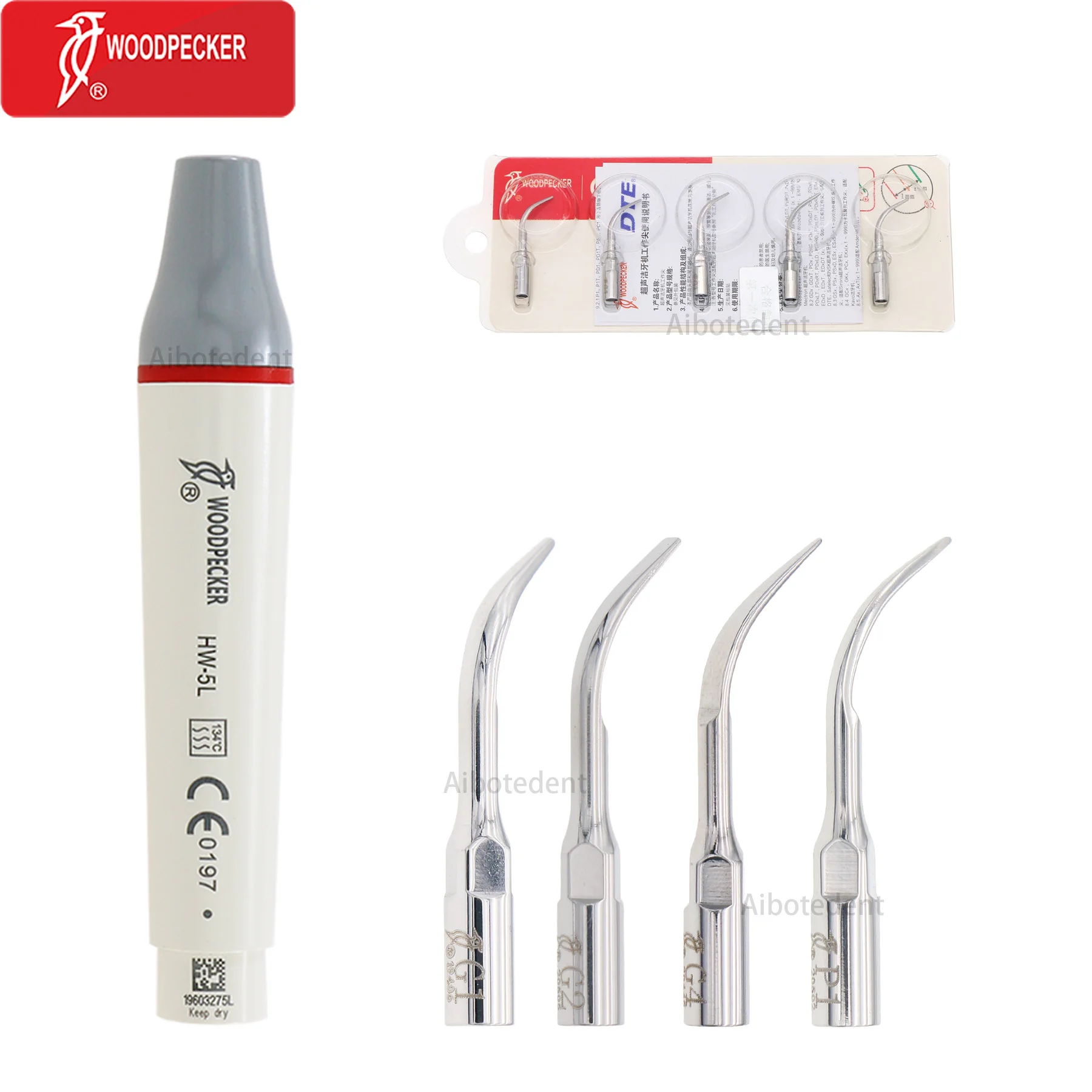 

Original Woodpecker Dental Ultrasonic HW-5L Piezo Scaler LED Handpiece Tips EMS