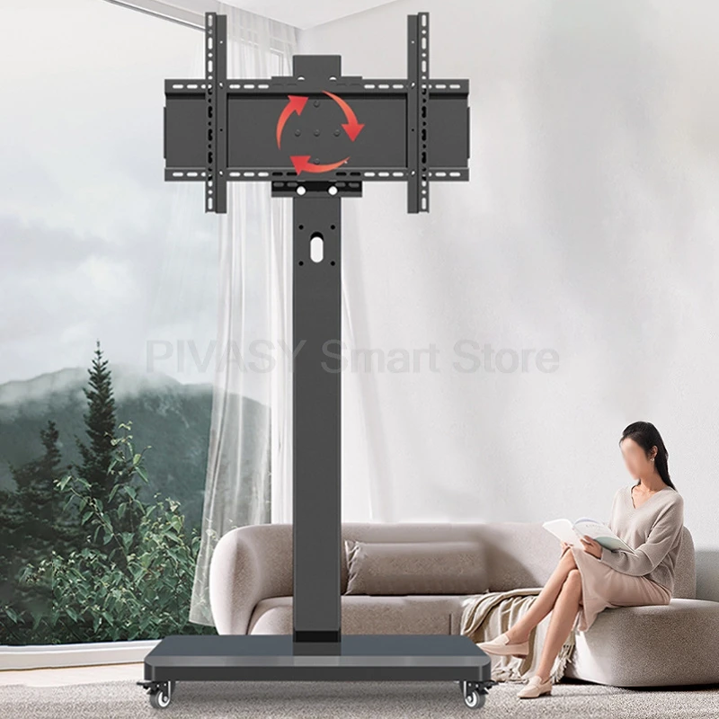 TV Mobile stand rotatable portrait landscape screen trolley for 32/42/50/55/65 inches live broadcast display rack with wheels
