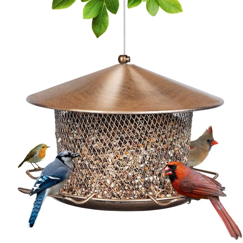 

Outdoor bird feeder, weatherproof full metal roof, garden garden decorative animal bird feeder
