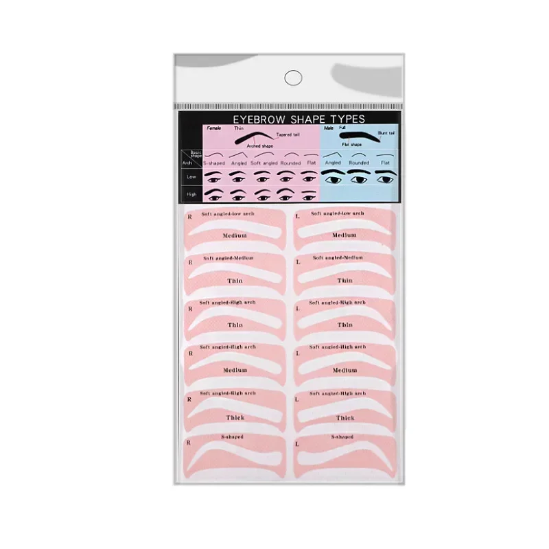 Heallor 4 Sheet/Set Herbruikbare Wenkbrauwvormer Diy Wenkbrauw Stempel Sticker Kaart Oogmake-Up Stencils Liniaal Wenkbrauw Definer Vormstuk Tool