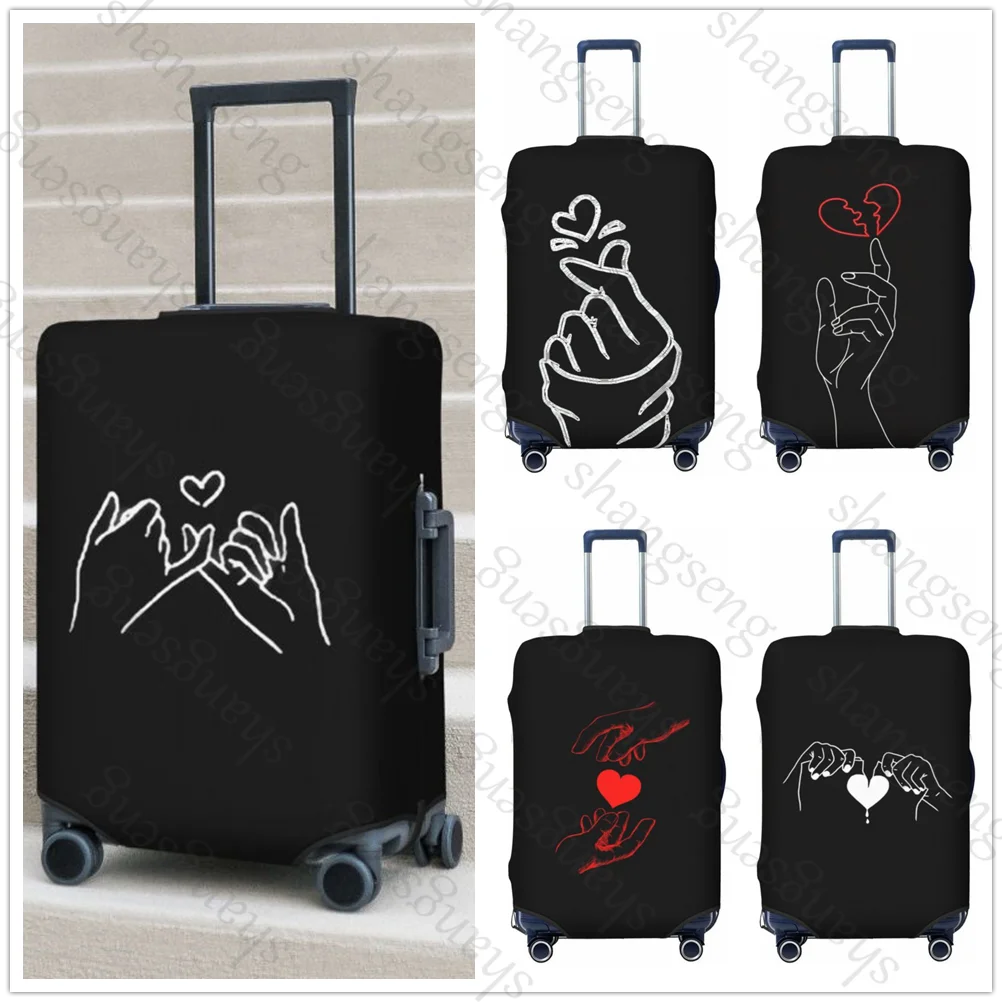 Line art liefde hart Dikker Bagage Cover Elasticiteit Trolley stofkap Koffer Bescherming Cover Voor 18-32 in Koffer Case