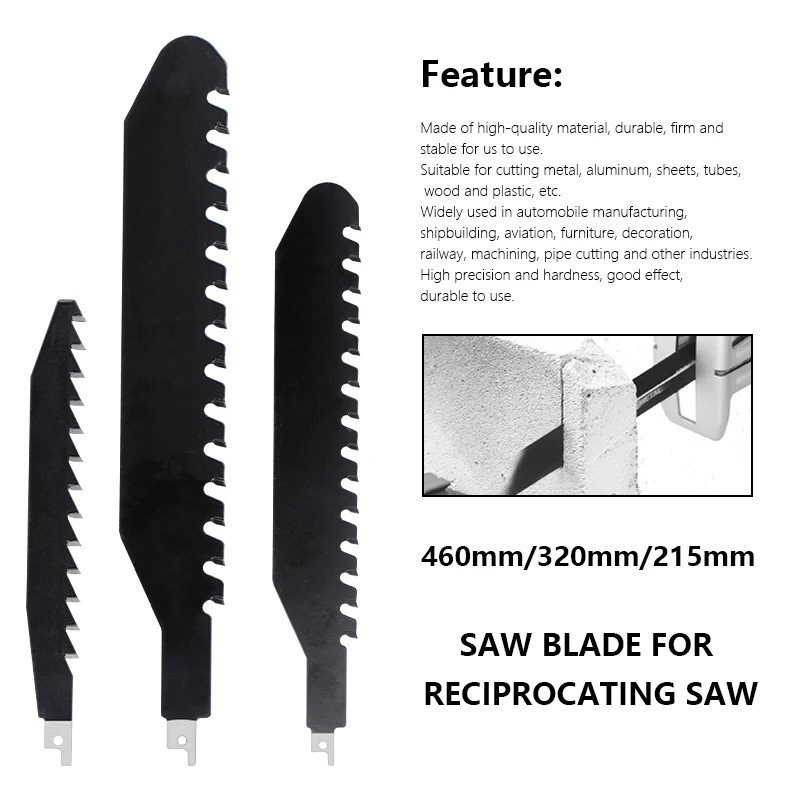 CMCP Reciprocating Saw Blade Saber Blades 215/320/460mm for Cutting Wood Plastic Pipe Metal Single hook shank jigsaws