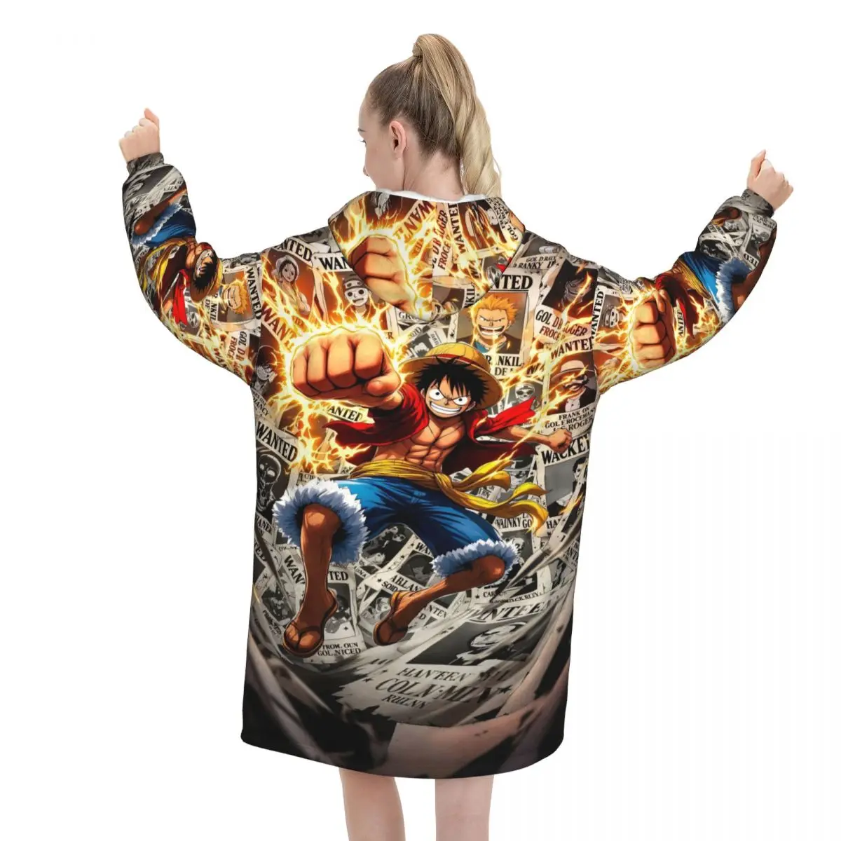 Luffy zoro tony chopper anime wearable cobertor com capuz para mulheres homens quente aconchegante cobertor moletom grosso velo com capuz cobertor