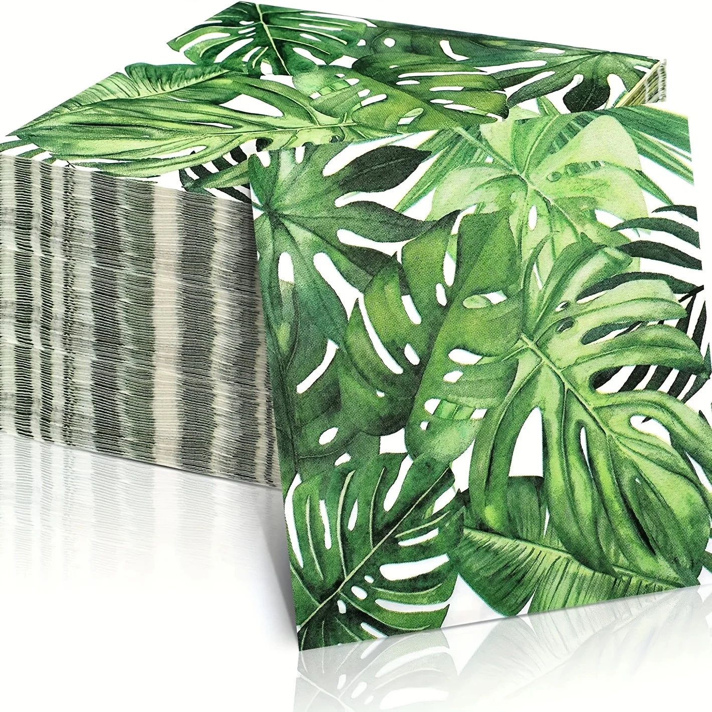 20/60/100 Stück Tropische Palmblatt-Gästeservietten Quadratische Einweg-Papierservietten Hawaiianische Grüne Blatt-Servietten Geburtstagsparty-Dekoration