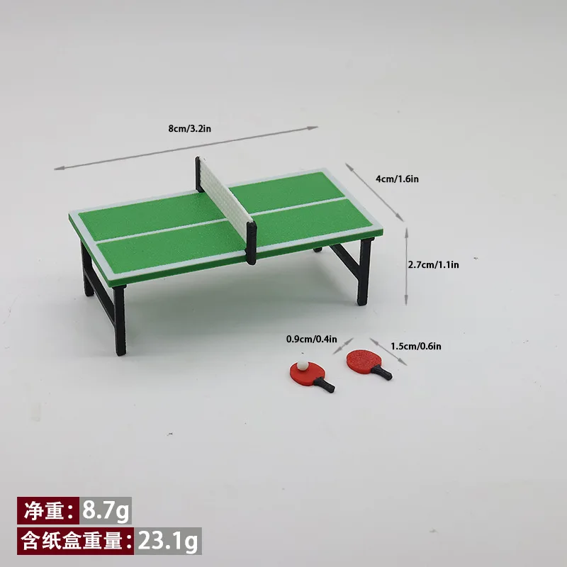 1set Mini Table Tennis Table Ping Pong Table Model with Ball Realistic Miniature Sports Scene Decoration Home Decor Scale