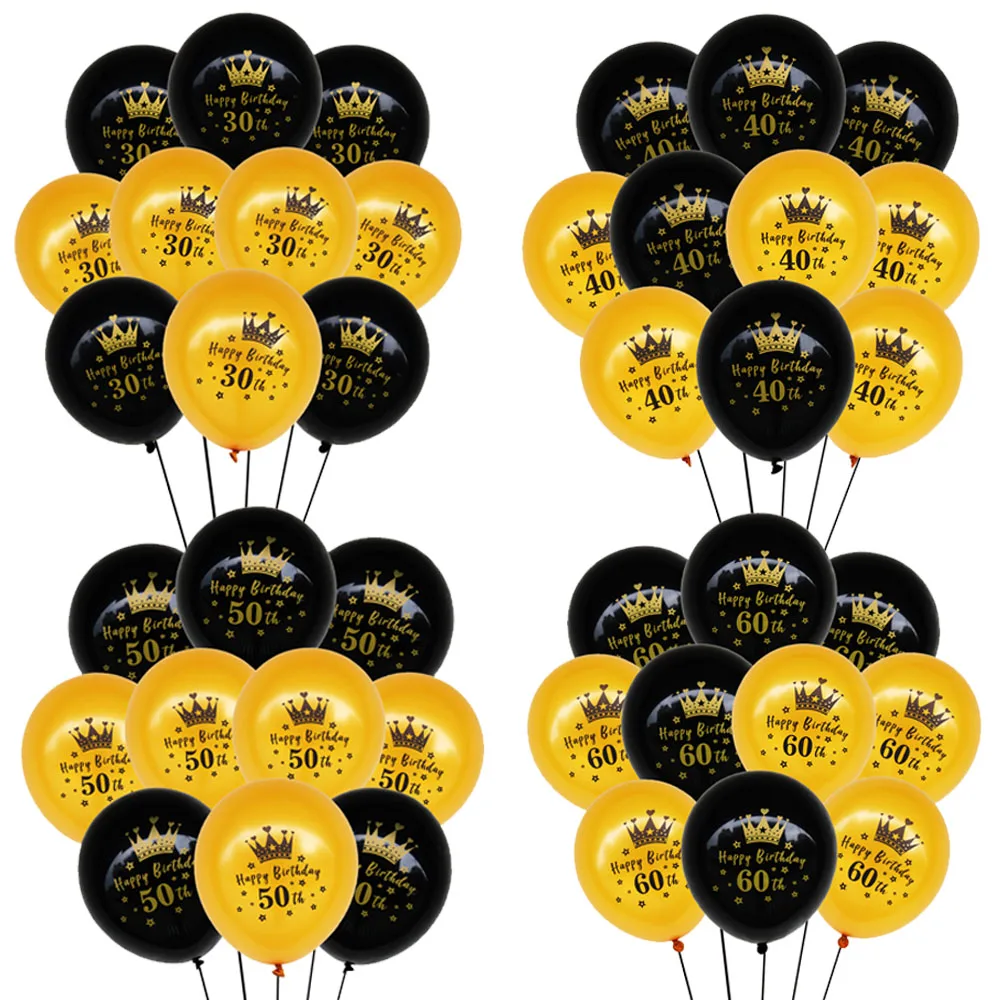 5–50 Stück Latexballons zum 30. 40. 50. Geburtstag, 30,5 cm, Schwarzgold, Nummer 40, 50. Ballon, alles Gute zum Geburtstag, Luftballons für Erwachsene, Männer und Frauen – Detail 2