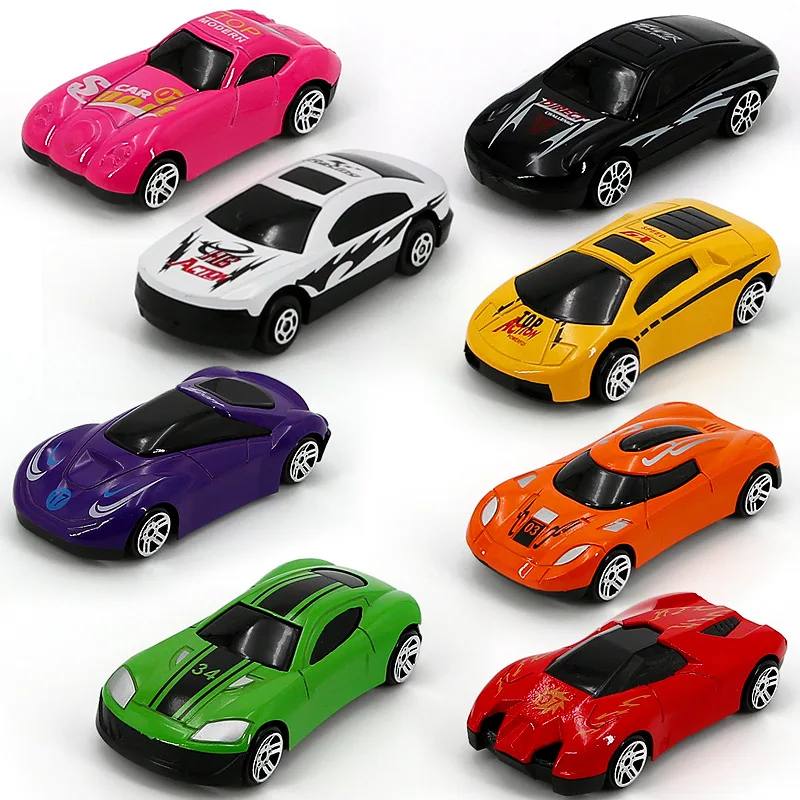 Juguete de simulación de coche de carreras para niños, 1 piezas, rompecabezas creativo, Color caramelo, modelo de coche de carreras de aleación deslizante, juguete interactivo para niños