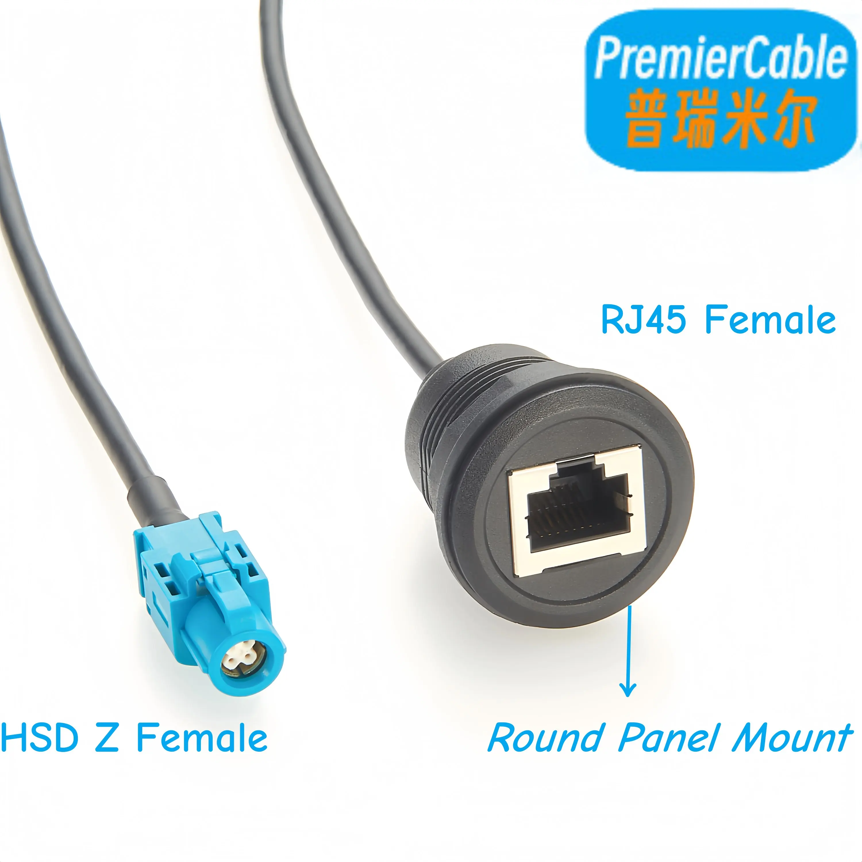 

Panel Mount RJ45 to HSD Cat5e Shielded Automotive Ethernet Network Extension Cable RJ45 to HSD High-Speed Data Cable LVDS Cable