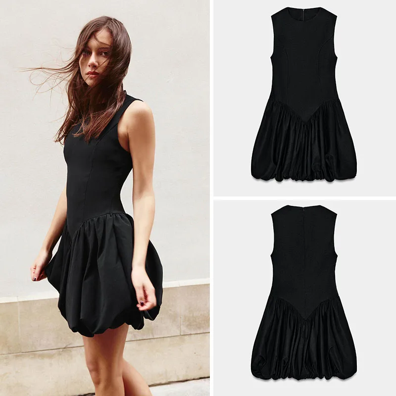 

Spring New Arrival Women's Dress Elegantly Sleeveless round Neck Balloon Effect Short Dress for Young Women Aged 18-25