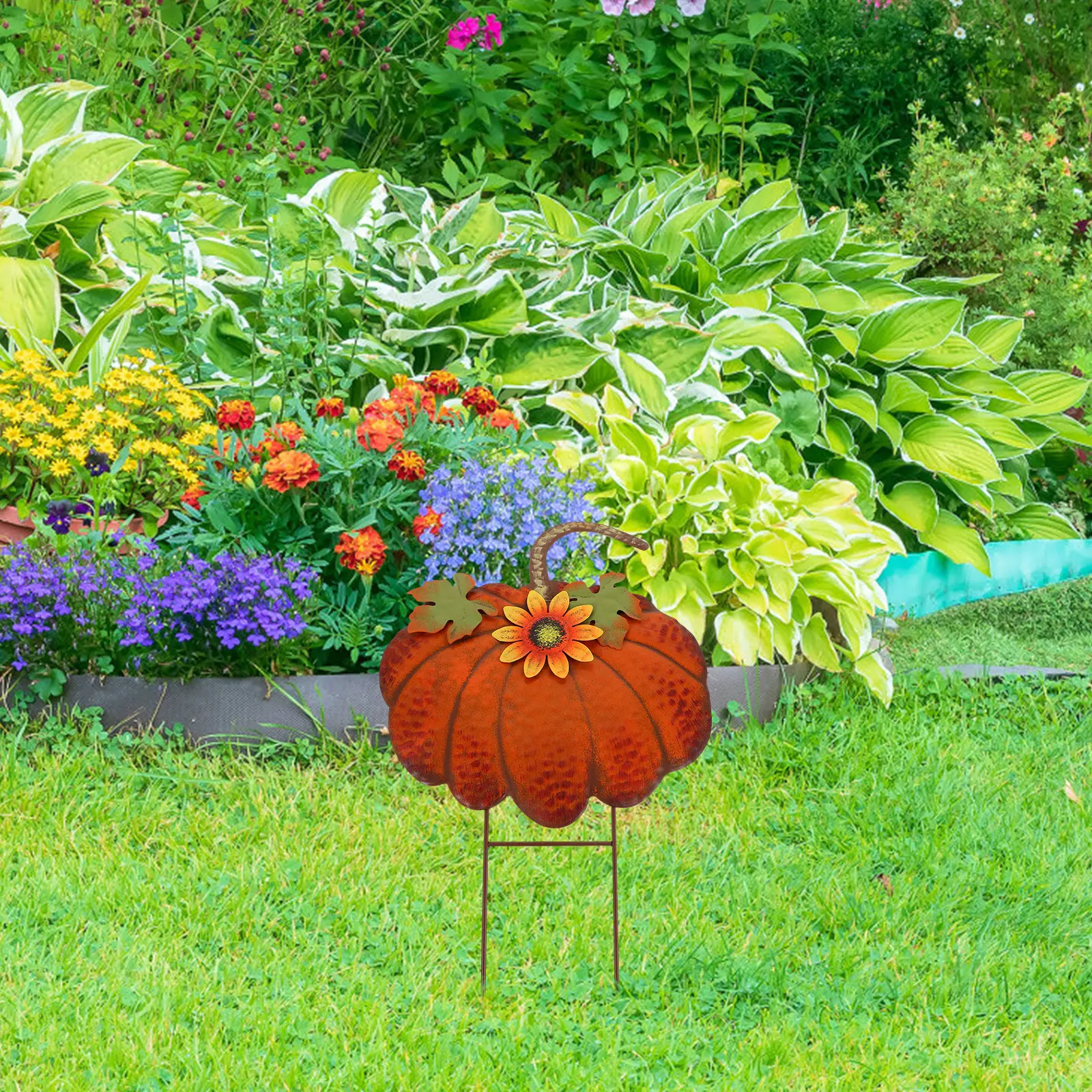 Thanksgiving Yard Sign Pumpkin Shape Garden Stake for Outdoor Decoration Lawn Garden Courtyard Backyard Festive Thanksgiving