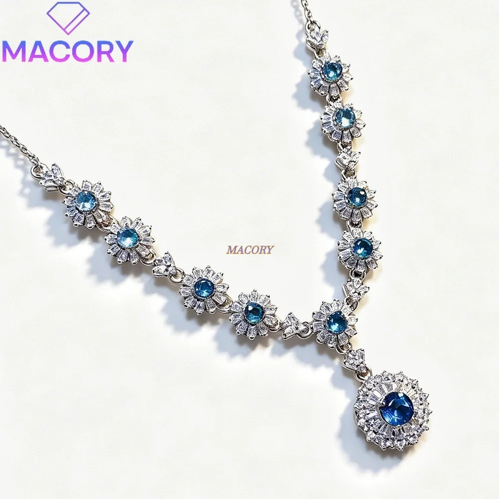 Natural Topaz Necklace S925 Sterling Silver Exquisite Design Delicate Vintage Fashionable style Wedding and Valentine's Day Gift