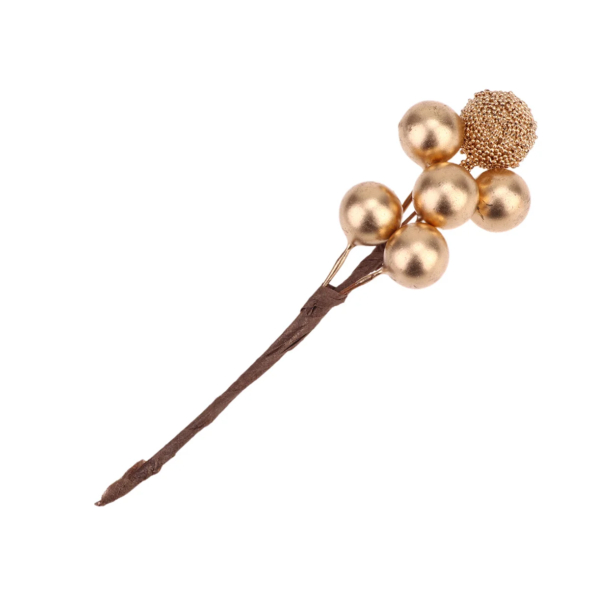 

30pcs Artificial Berries Decor Golden 6 Beads Fake Berries For Christmas Diy Garland Wreath Flower Picks Home Craft Ornament
