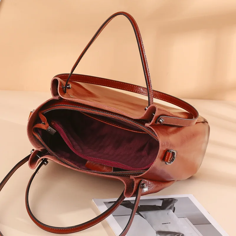 New leather women\'s bag, large capacity TOTE, fashionable and versatile, single shoulder crossbody handbag, large bag