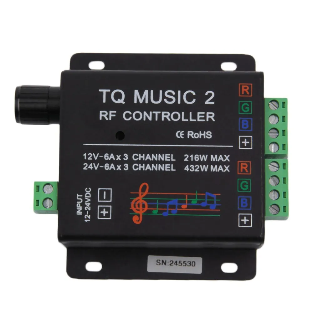 New RGB mini music controller 12V-216W / 24V-432W use for 5050 or 3528 RGB strip light  cable could connect phone or andio