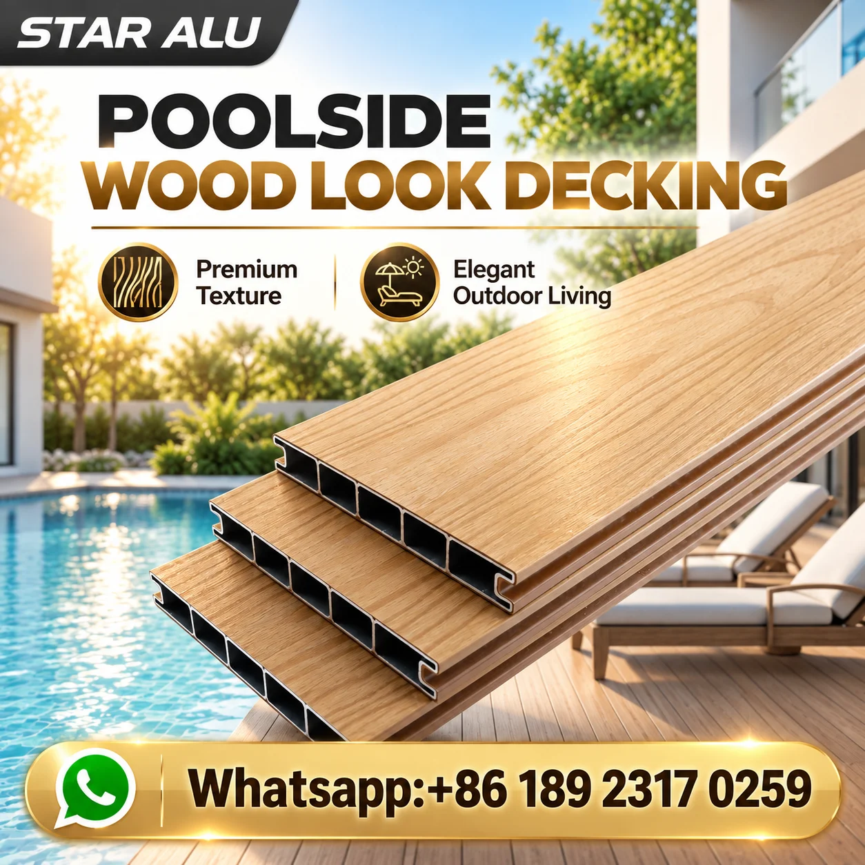 Interlocking Aluminum Decking Wood Grain Waterproof Heavy Duty Floor Board Outdoor Patio Balcony Terrace Custom Size Anti-Slip
