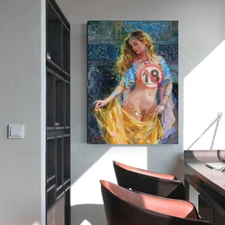 Citon Canvas Oil painting Konstantin Razumov《Sex Woman in tulle》Art Poster Picture Modern Wall decor Home Living room Decoration