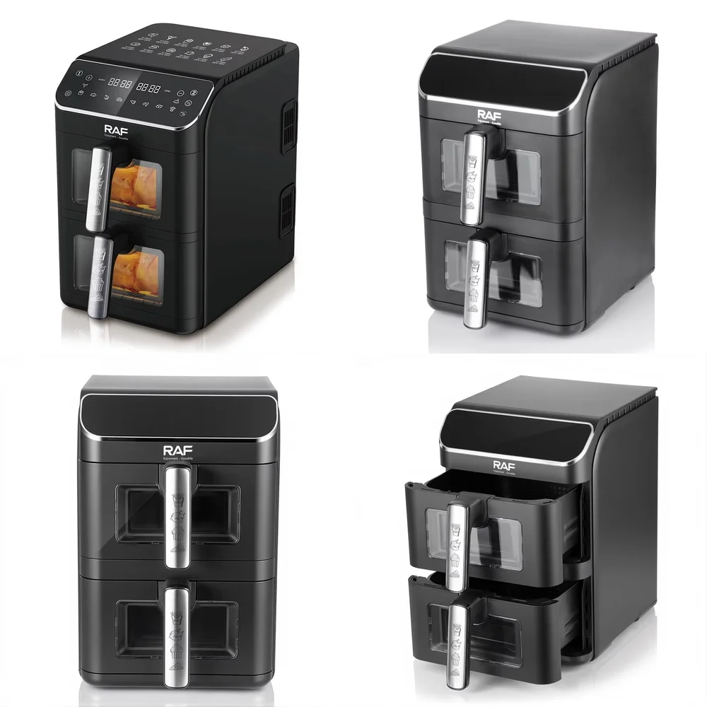 

Аэрофритюрница RAF 2800 Вт, безмасляная, цифровая, с двумя корзинами, 12 л, семейный размер, многофункциональный кухонный прибор