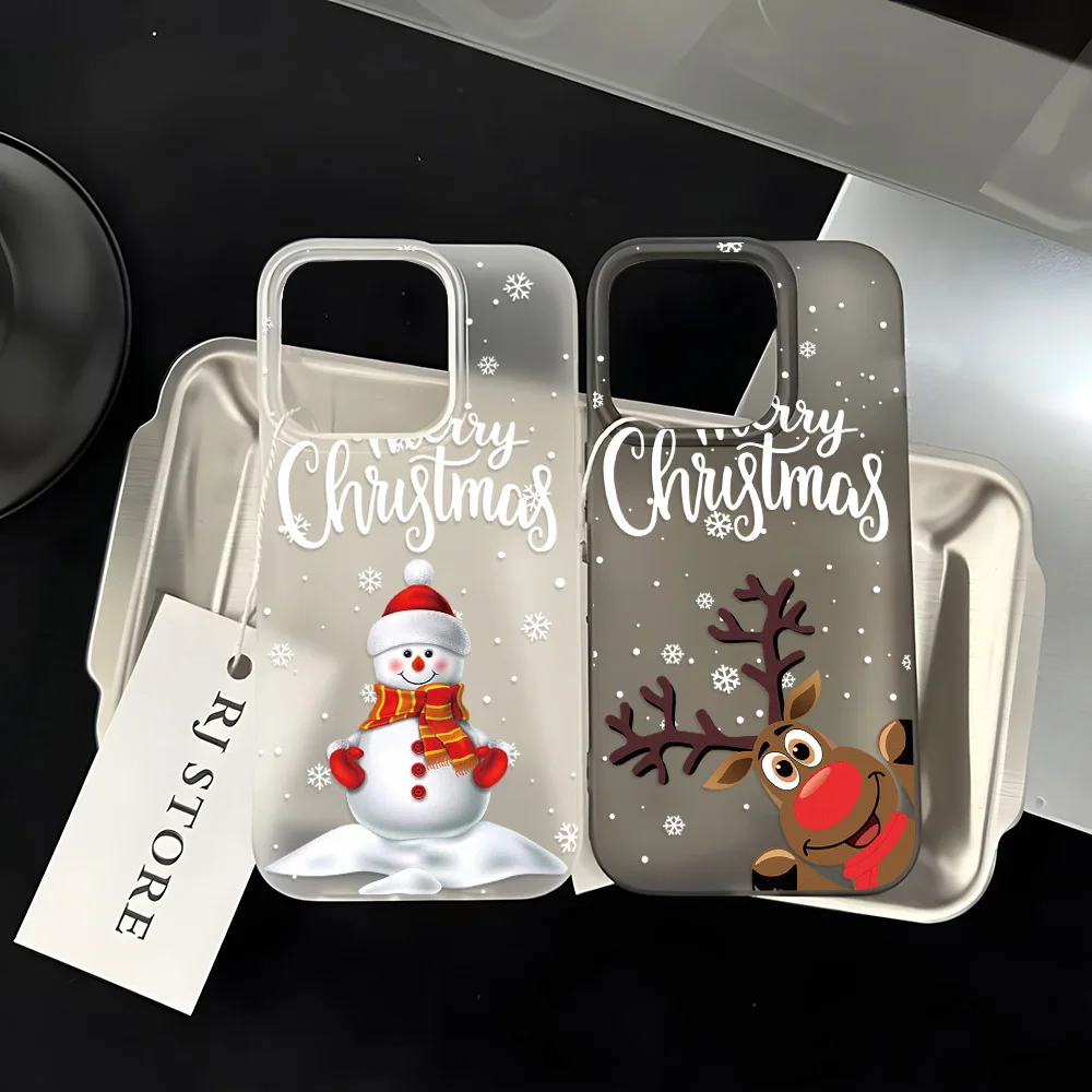 New Year Christmas Tree Snowflake Pattern Phone Case For iPhone 13 14 12 11 15 16 Pro Max 12 Mini 16 Plus 16Pro Case Cover Funda