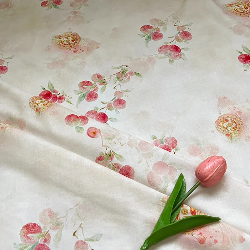 Tela de algodón estampada Twining Bayberry, Material DIY para camisa Hanfu, chaleco Qipao, piel Jacquard nacional, nuevo estilo chino amigable