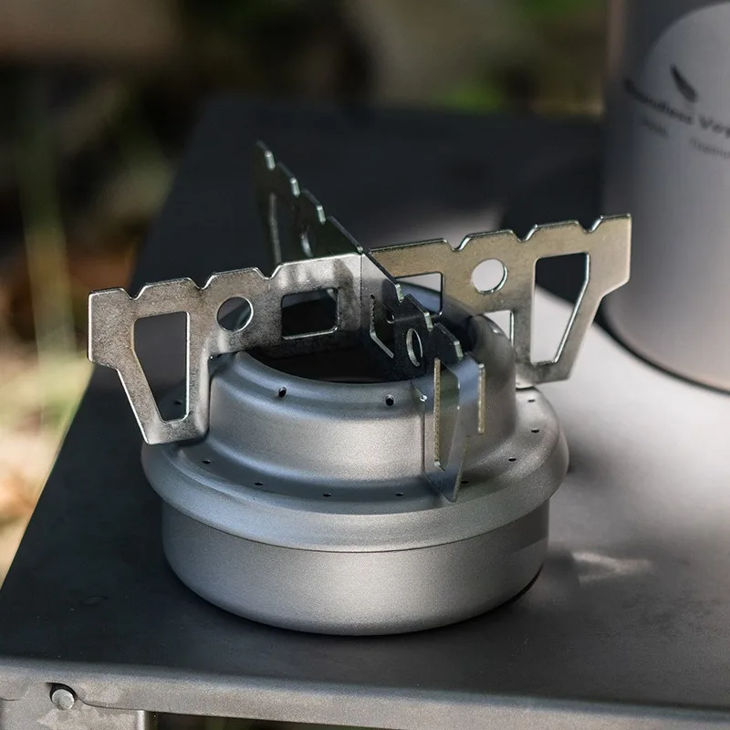 Pure Titanium Mini Alcohol Stove Portable Liquid Solid Dual‑Fuel Burner For Outdoor Camping Hiking Backpacking Cooking Equipment