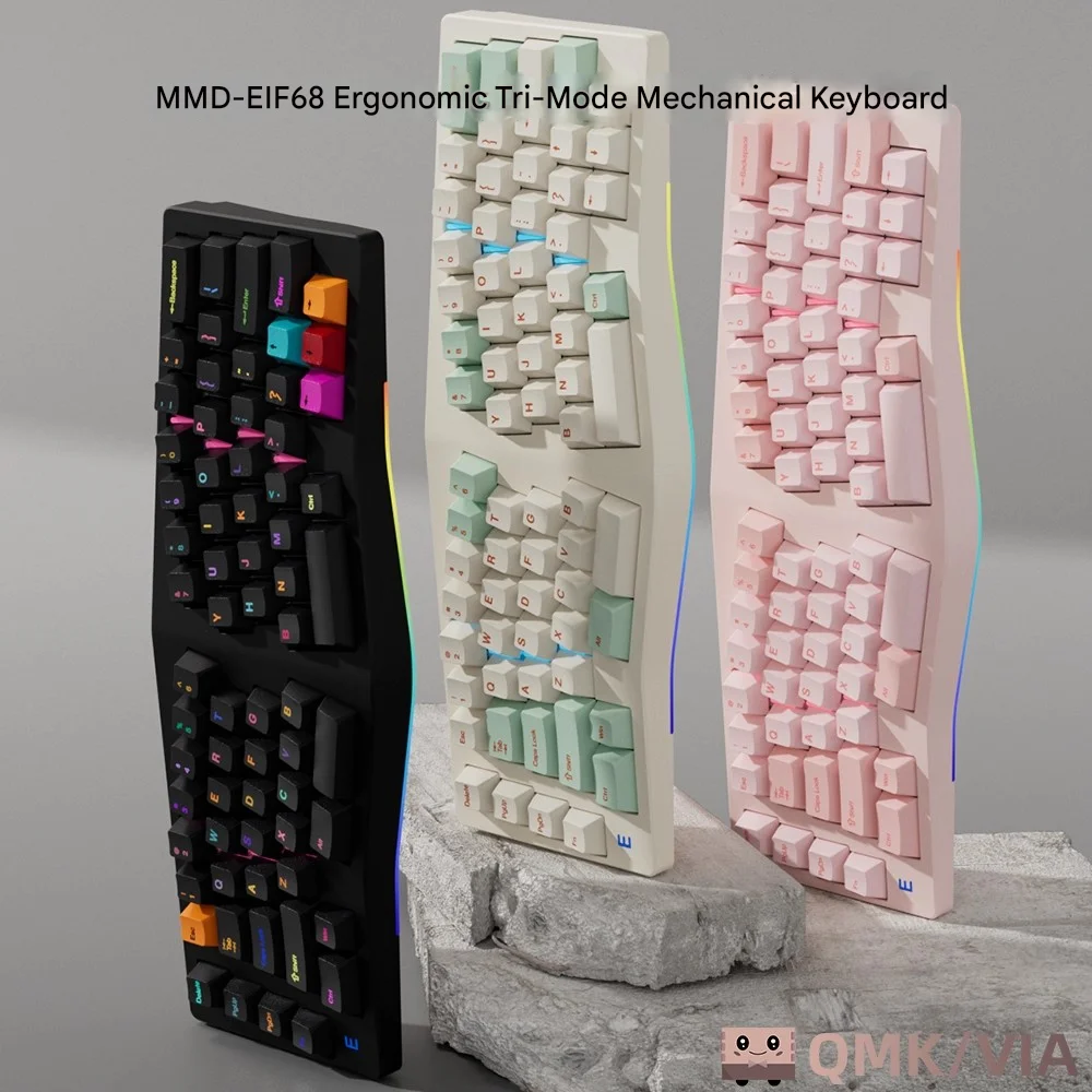 MMD Alice EIF68 Mechanical Keyboard Hot-swappable Customized QMK/VIA Ergonomic RGB Three-mode Bluetooth Keyboard Durable