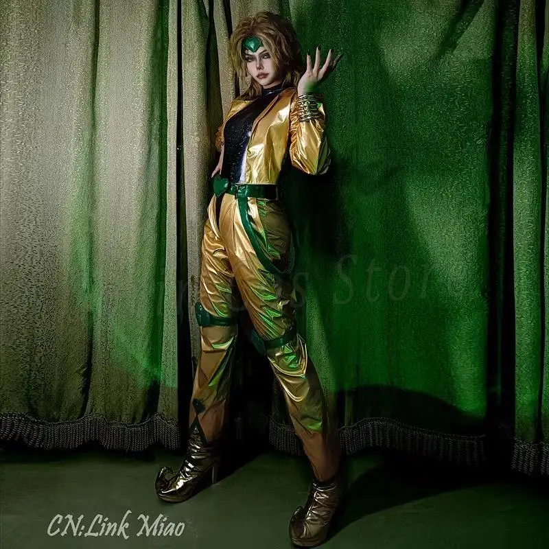 Jojo's Bizarre Adventure Movie Dio Brando Cosplay Fantasia, Anime, Dia das Bruxas, Natal, Carnaval, Amarelo Conjunto Completo