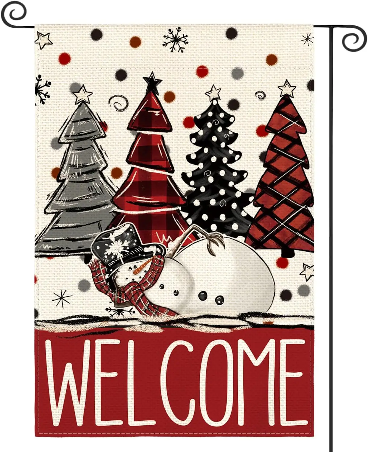 AVOIN colorlife Snowman Christmas Tree Garden Flag 12x18 Inch Double Sided Outside, Christmas Winter Welcome Holiday Yard Outdoo