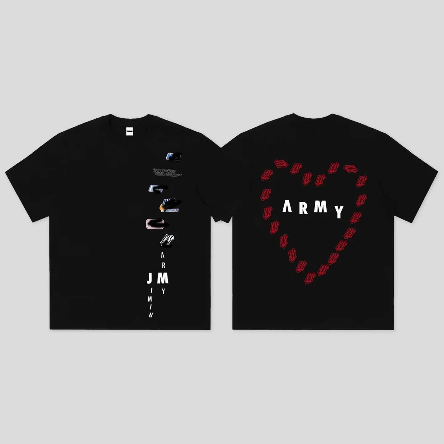 Kpop Heart Graphic T Shirt Double Sided Print Short Sleeve Cotton T-shirt Men Women Casual Streetwear Idol Concert Tops