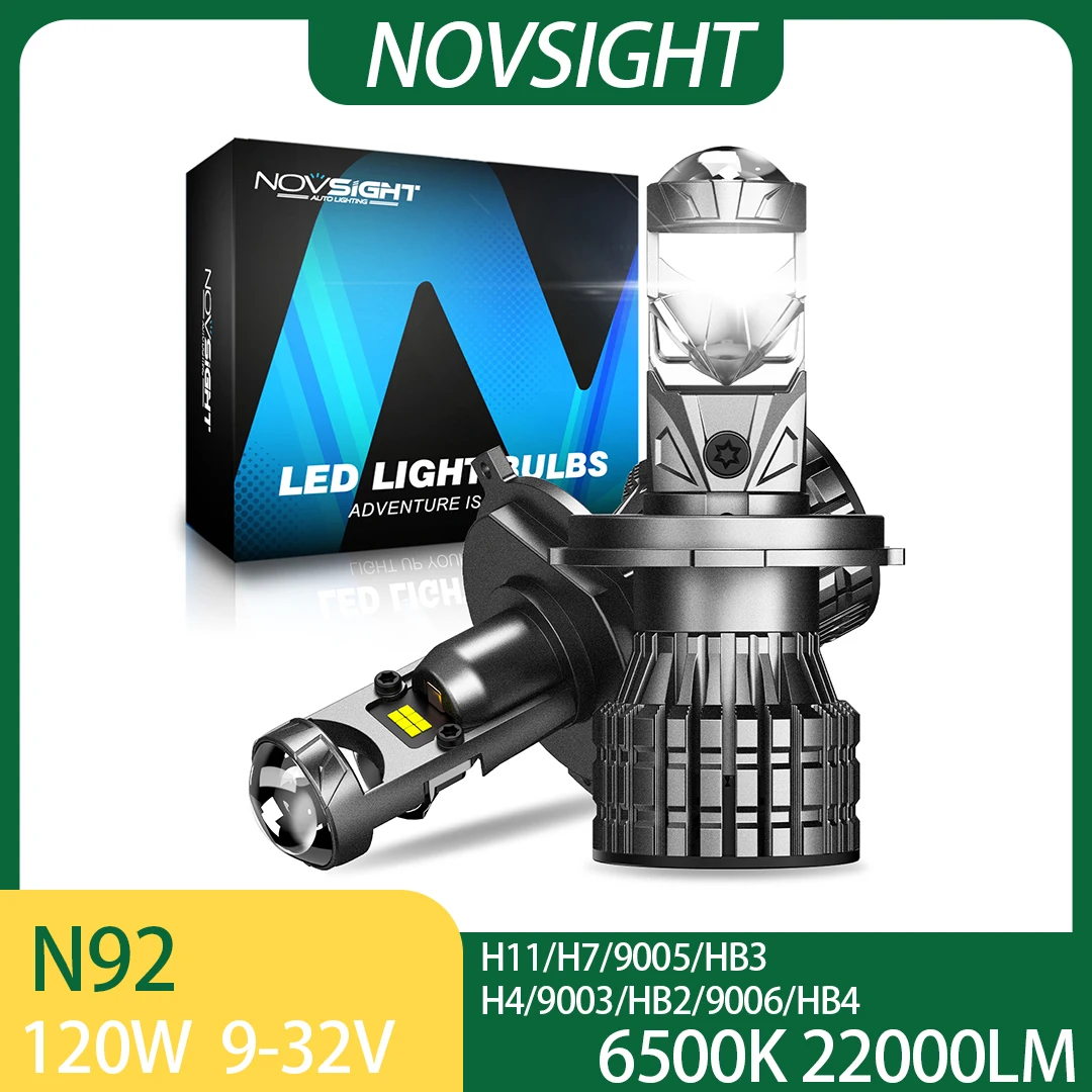canbusエラーフリーledヘッドライトバルブ-h11-h4-h7-9005-9006、120w-22000lm-6500k-超高輝度-プラグアンドプレイキット-フォグライト（novsight-n92）