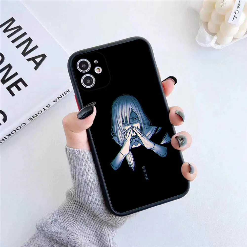 For iphone 16 15 Pro 14 13 12 11 7 8 Plus XS Max XR Kugisaki Nobara Jujutsu Kaisen Frosted Translucent Cover Black Phone Cases