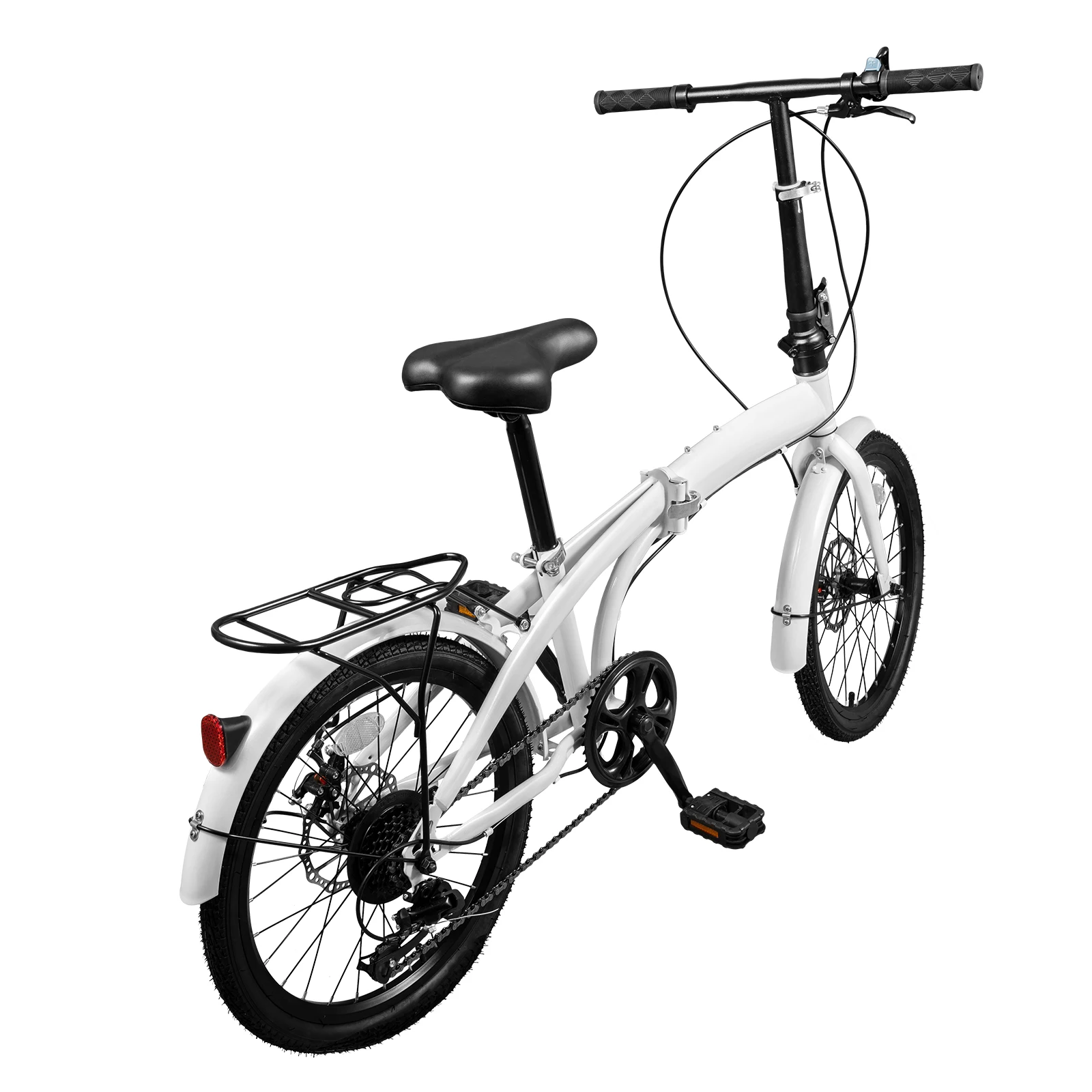 7 Speed Gears 20-inch Wheels Folding Bike High Carbon Steel Foldable Bicycle City Bicycle with Disc Brake for Teenagers