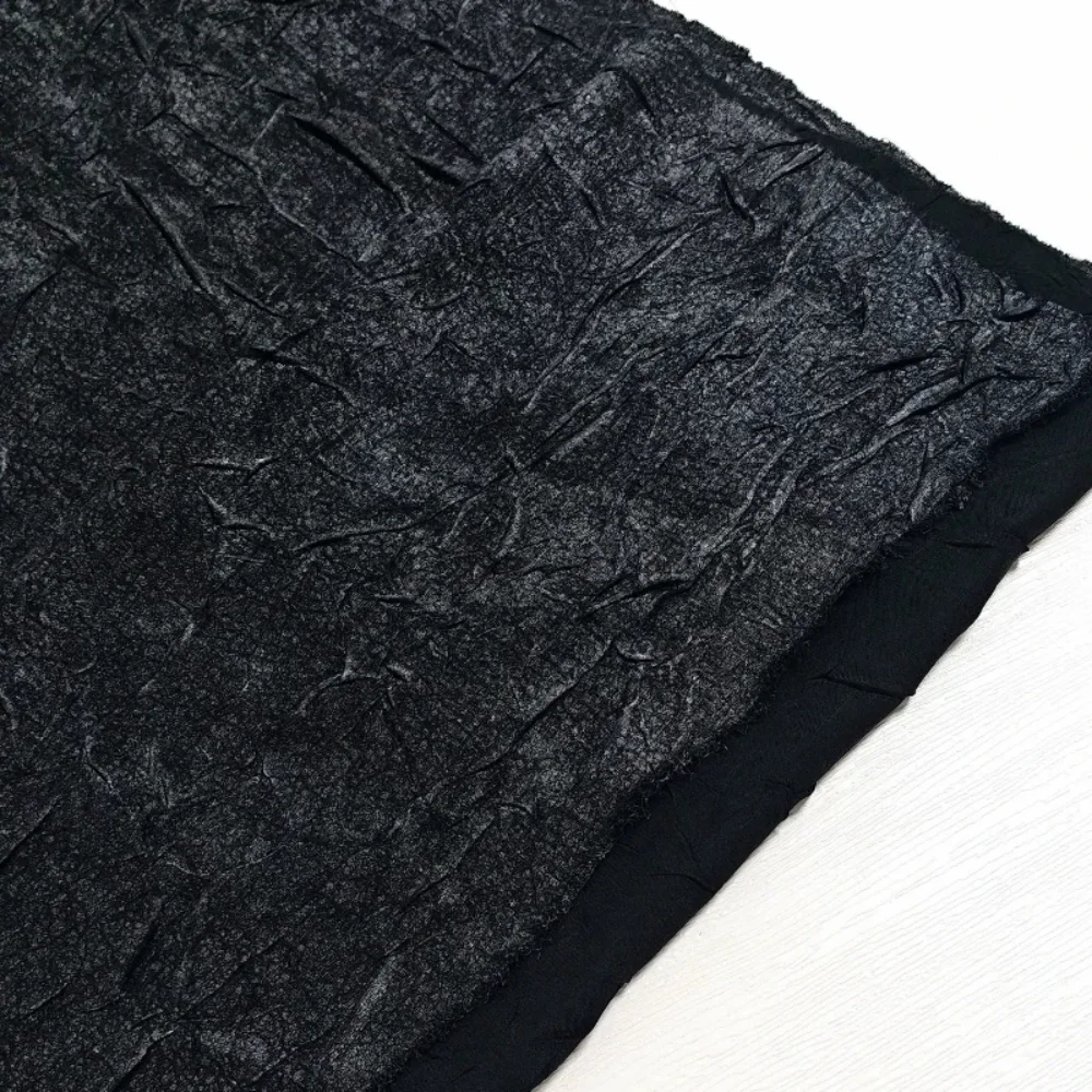 Spotted Water Ripple Pleated Fabric Dark Style Pleated Shirt Dress Designer Fabrics for Diy Sewing Clothing Cloth