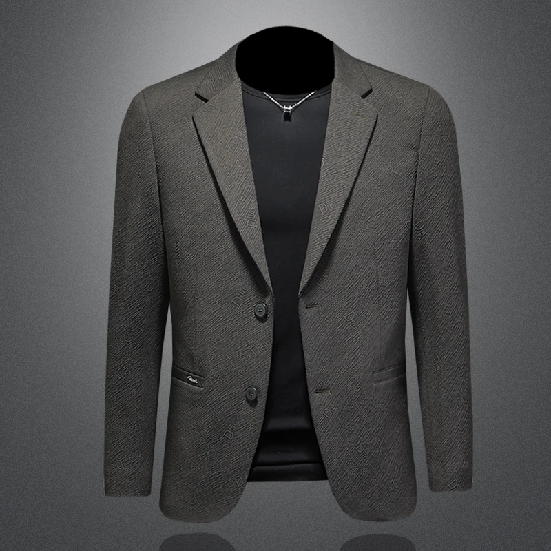 

Мужской приталенный модный повседневный деловой костюм, устойчивый к сминанию, весна-осень, универсальный, на одной пуговице, с цветочной вышивкой