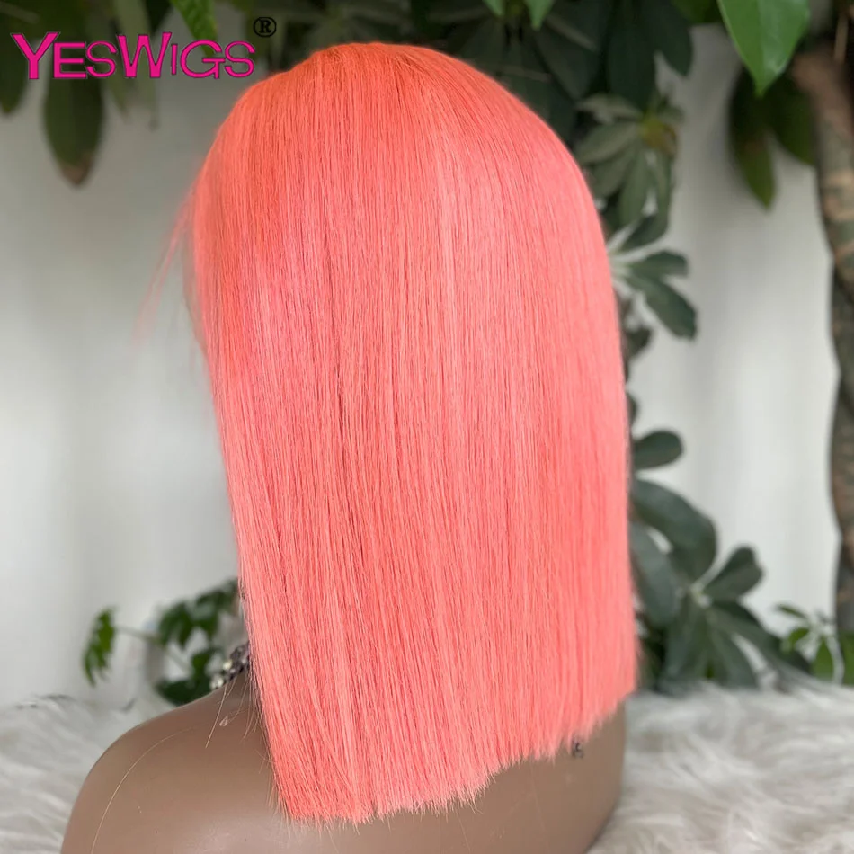 13x4 Short Bob Wig Hot Pink Red Burgundy Colored Lace Front Human Hair Wigs Bone Straight Bob Wig Lace Frontal Wigs For Women