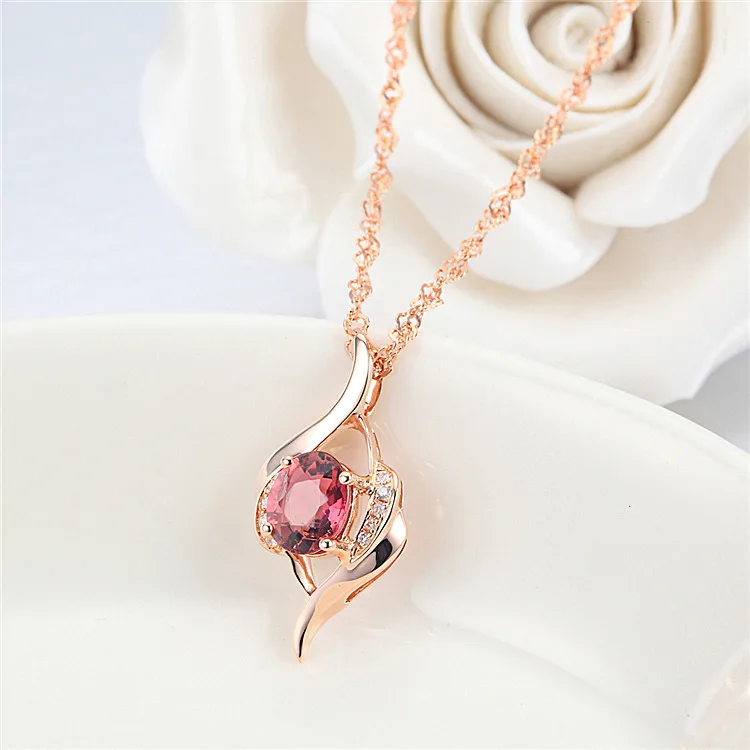 Women's Luxury Red Zircon Pendant Necklace with Apple Gift Box