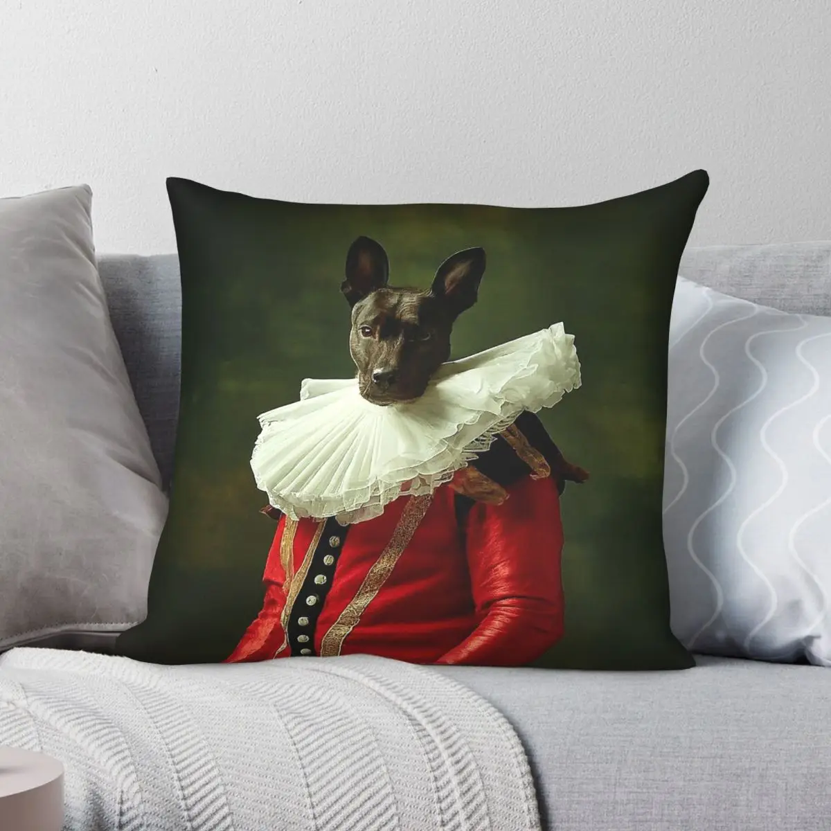 Funda de almohada cuadrada con diseño de vestido real medieval Xoloitzcuintle, de poliéster, lino, terciopelo, con cremallera, decorativa, para sofá