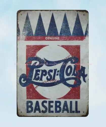 affordable home decor Genuine Pepsi-Cola Baseball metal tin sign