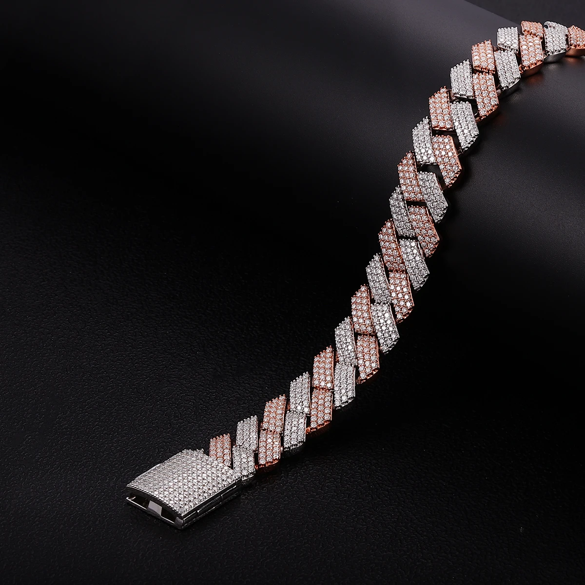 Provence S925 Silver Cuban Chain Necklace for Men Moissanite Rapper Necklace 15mm Hip Hop Necklace Miami Link Chain for Man