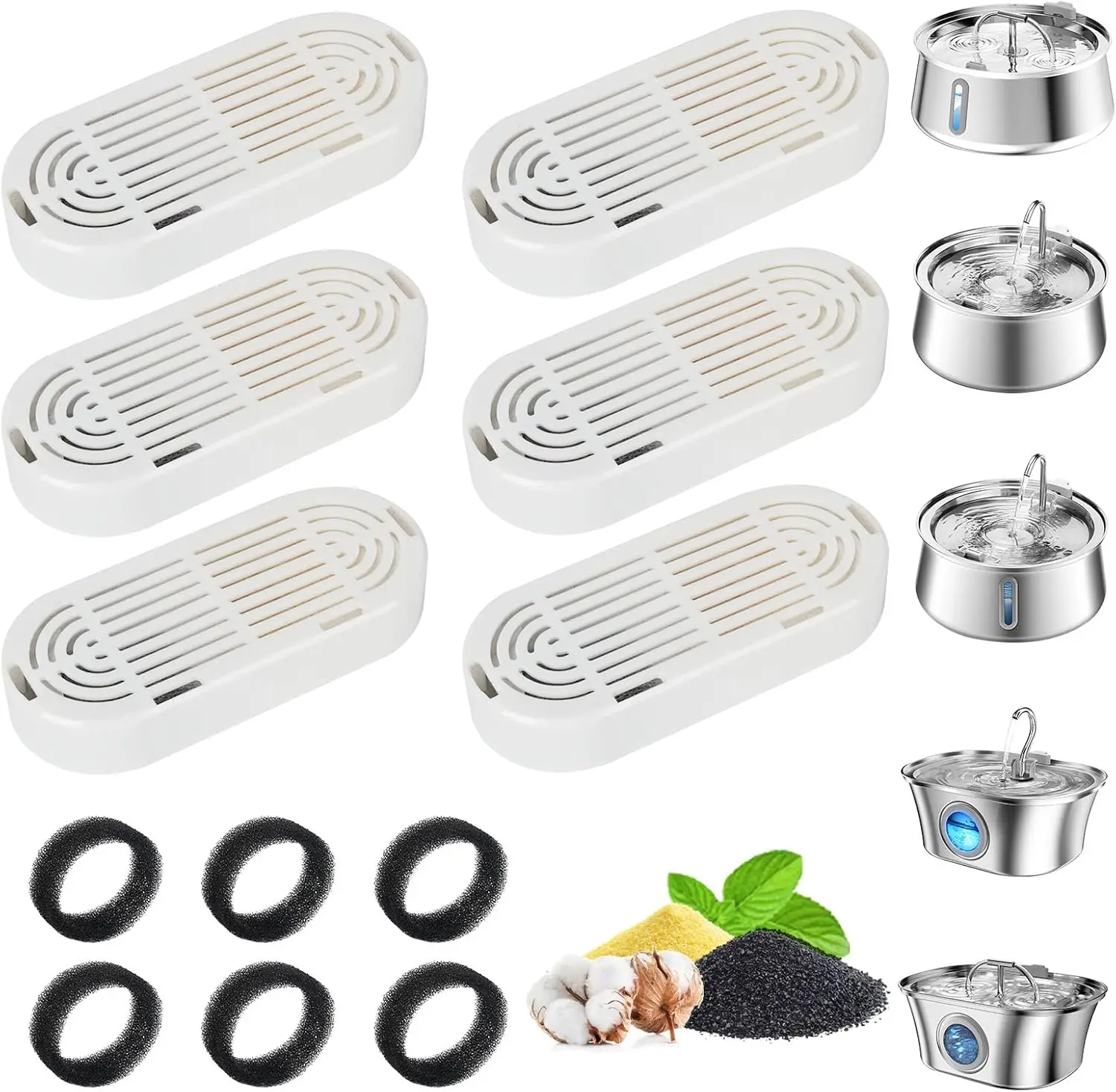 6/12/24Pcs Pet Water Dispenser Filter Cat Water Fountain Filter Drinking Fountain Filter Cycle Filtering Easy To Clean