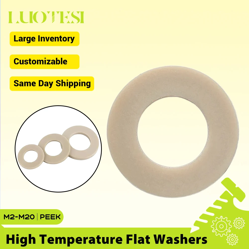 PEEK High Temperature Flat Washers M2 M2.5 M3 M4 M5 M6 M8 M10 M12 M14 M16 M18 M20 High-strength Resistant Flat Plain Gasket