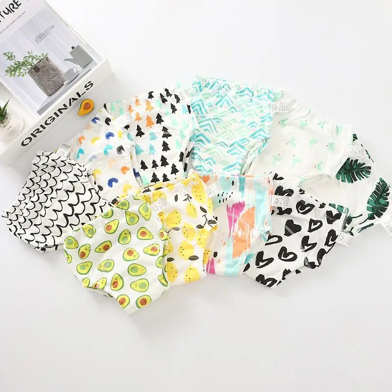 4PC Washable Diaper Learning Pants Infant Cotton Shorts Underwear 4 Layers Baby Training Pants