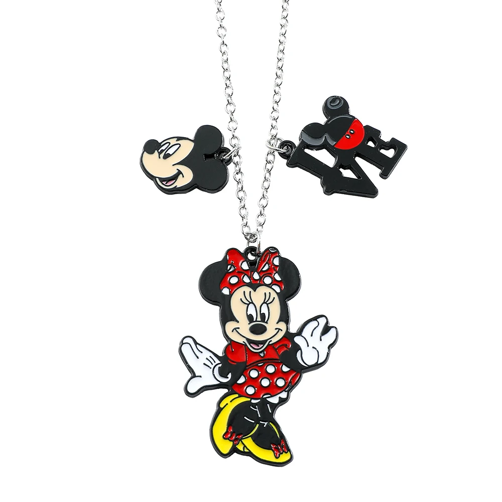 Disney Mickey Mouse Minnie Mouse Cartoon Pendant Necklace Fashion Girls Neck Chain Cute Girls Wear Jewellery Friends Gift