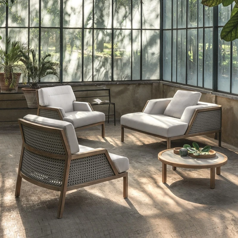 # Design Beach Chair Sunbed Outdoor Furniture Hotel Furniture Solid Teak Wooden  Sofa Set Outdoor Garden Sofa